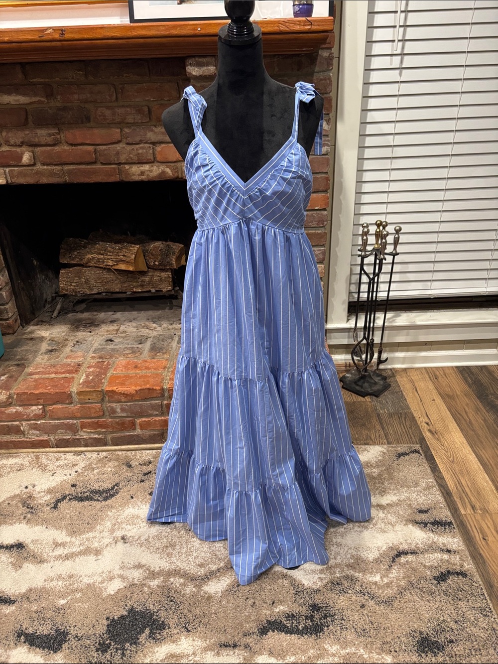 Express Light Blue Striped Maxi Dress
